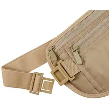 Amazon Basics RFID Travel Waist Belt Fanny Pack - Khaki
