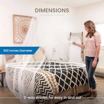 Luxury Mosquito Net Bed Canopy, Ultra Large: for Single To King Size, Quick Easy Installation, Finest Holes: Mesh 380, Curtain Netting, 2 Entries, Storage Bag, No Chemicals Added, 500
