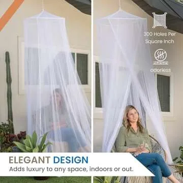 Luxury Mosquito Net Bed Canopy, Ultra Large: for Single To King Size, Quick Easy Installation, Finest Holes: Mesh 380, Curtain Netting, 2 Entries, Storage Bag, No Chemicals Added, 500