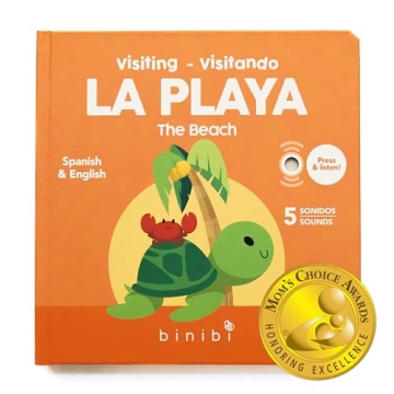 Binibi Spanish Books for Babies & Toddlers 1-3 La Playa Interactive Bilingual Sound Book with Fun Be...