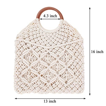 Ayliss Handmade Straw Bag Travel Beach Fishing Net Handbag