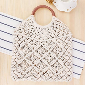 Ayliss Handmade Straw Bag Travel Beach Fishing Net Handbag