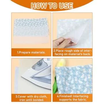 PLANTIONAL Medium Weight White Iron-On Non-Woven Fusible Interfacing: 11.6" x 30yd Medium Weight Non-Woven Interfacing Iron On Polyester Single-Sided Interfacing for DIY Crafts Supplies