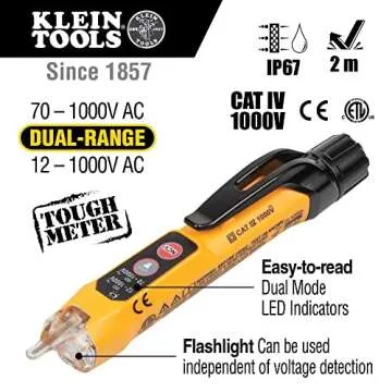 Klein Tools NCVT3P Dual Range Non Contact Voltage Tester, 12 - 1000V AC Pen, Flashlight, Audible and...