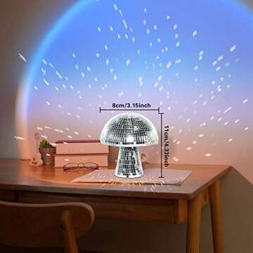 FunisFun Mushroom Disco Ball, Silver Mirror Glitter Disco Ball, Reflective Disco Ball Lights for Par...