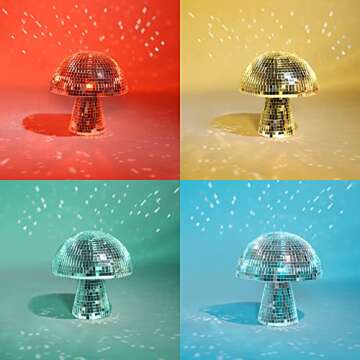 FunisFun Mushroom Disco Ball, Silver Mirror Glitter Disco Ball, Reflective Disco Ball Lights for Party, Room, Table Decor, Art Decorations (3.2 X 4 in)