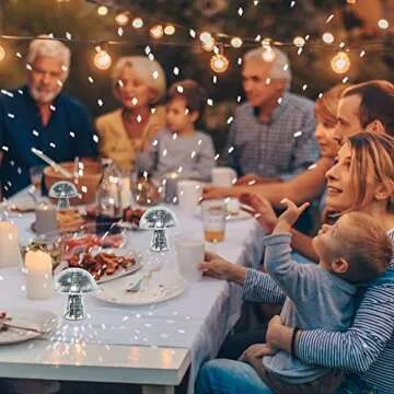 FunisFun Mushroom Disco Ball, Silver Mirror Glitter Disco Ball, Reflective Disco Ball Lights for Party, Room, Table Decor, Art Decorations (3.2 X 4 in)