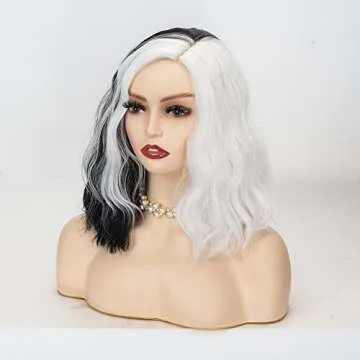 TSNOMORE Black and White Wigs for Halloween Costume Fun