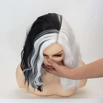 TSNOMORE Black and White Wigs for Halloween Costume Fun