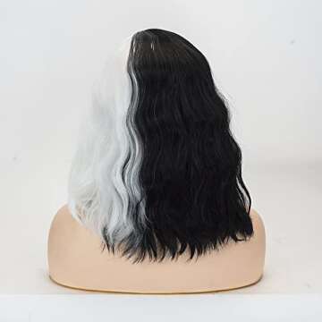 TSNOMORE Black and White Wigs for Halloween Costume Fun
