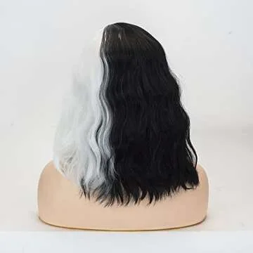 TSNOMORE Black and White Wigs for Halloween Costume Fun
