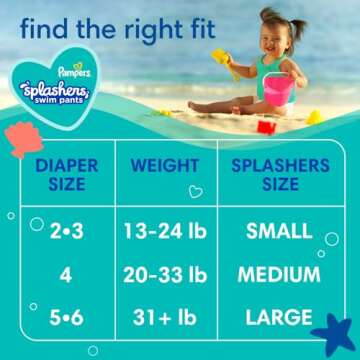Pampers Swim Diapers - Splashers - Size M, 18 Count, Gap-Free Disposable Baby Swimming Pants