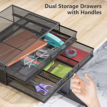 WALI Monitor Stand with Storage, Laptop Stand with Drawers Storage, Desk Organizer and Accessories f...