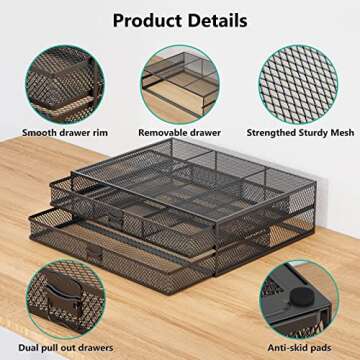 WALI Monitor Stand with Storage, Laptop Stand with Drawers Storage, Desk Organizer and Accessories for Office，Home, School, (STT006-B), Black