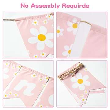 Daisy Themed Burlap Banner for First Birthday Decor