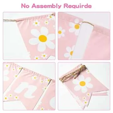 Daisy Themed Burlap Banner for First Birthday Decor