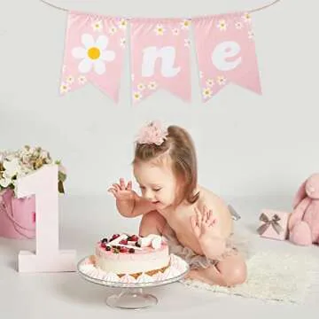 Daisy Themed Burlap Banner for First Birthday Decor