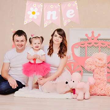 Daisy Themed Burlap Banner for First Birthday Decor