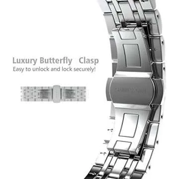 PUGO TOP Bands Replacement for Apple Watch Series 9 8 7 6 5 4 SE Ultra 2/Ultra, Stainless Steel Metal iWatch iPhone Watch Bands Series 3/2/1 2 Tones for Men Women (42mm/44mm/45mm/49mm, Silver/Gold)