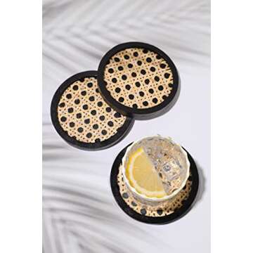 Stylish Rattan Coasters Set | Unique Wooden Home Decor