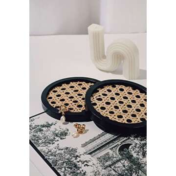 Stylish Rattan Coasters Set | Unique Wooden Home Decor