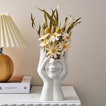 Chic FJS Ceramic Face Vase – Modern 7" Decorative Centerpiece for Any Room
