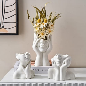 FJS Ceramic Face Vases for Chic Home Decor