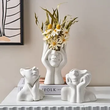 FJS Ceramic Face Vases for Chic Home Decor