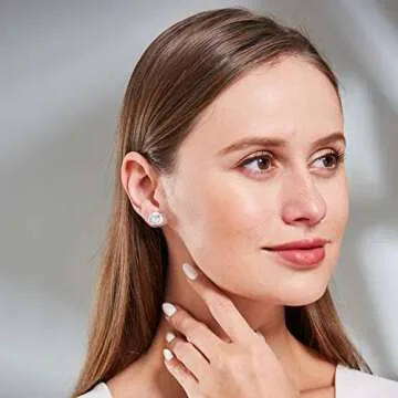 Elegant YOQUCOL Cubic Zirconia Round Stud Earrings
