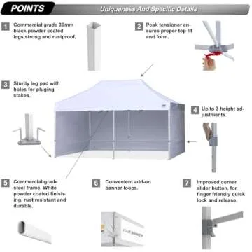 ABCCANOPY Easy Pop Up Canopy Tent 10X20 Commercial with Sidewalls - White