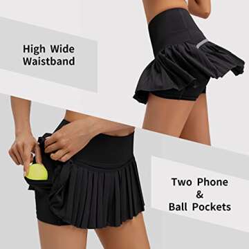 Raroauf Womens Pleated Tennis Skirts with Shorts High Waisted Mini Skirt Golf Skort Athletic Skirts ...