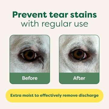 Earth Rated Pet Eye Wipes, Hypoallergenic Cleaner for Dogs & Cats Eyes to Remove Dirt & Discharge, Fragrance Free, 70 Count