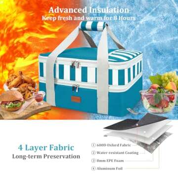 Vuudh Expandable Casserole Carrier Bag - Double Decker Food Bag, Insulated Casserole Carrier for Hot...