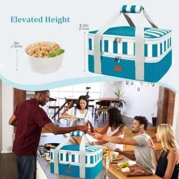 Vuudh Expandable Casserole Carrier Bag - Double Decker Food Bag, Insulated Casserole Carrier for Hot or Cold Food, Lasagna Holder Tote for Picnics,Beaches,Traveling or Gifts