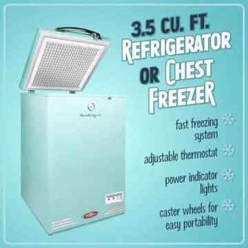 Nostalgia Classic Retro 3.5 Cu.Ft. Chest Freezer and Refrigerator All in One, Includes Rolling Wheel...