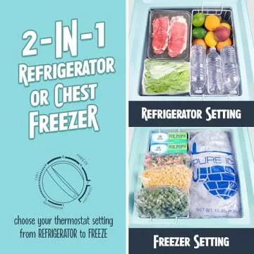 Nostalgia Classic Retro 3.5 Cu.Ft. Chest Freezer and Refrigerator All in One, Includes Rolling Wheels, Portable, Indoor/Outdoor, Lock and Keys, Removable Basket, Adjustable Temperature Dial with Gauge