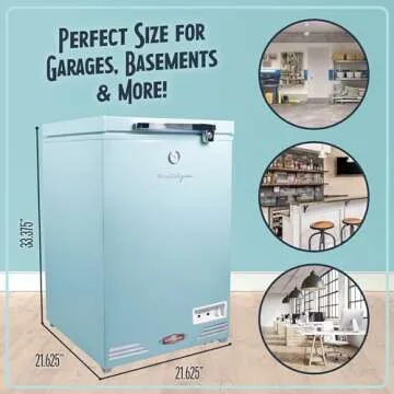 Nostalgia Classic Retro 3.5 Cu.Ft. Chest Freezer and Refrigerator All in One, Includes Rolling Wheels, Portable, Indoor/Outdoor, Lock and Keys, Removable Basket, Adjustable Temperature Dial with Gauge
