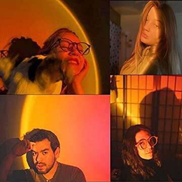 Lucakuins Night Light Projector Led Lamp,90 Degree Rotation Rainbow Projection Lamp,Romantic Led Light for Kids Adults, Sunset Night Light for Home Party Living Room Bedroom Decor (Sunset Red)