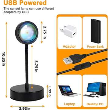 Lucakuins Night Light Projector Led Lamp,90 Degree Rotation Rainbow Projection Lamp,Romantic Led Light for Kids Adults, Sunset Night Light for Home Party Living Room Bedroom Decor (Sunset Red)