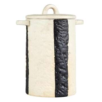 47th & Main Ceramic Countertop Kitchen Canister with Lid, 3.25"Dia x 4.75"W x 6"H, Striped