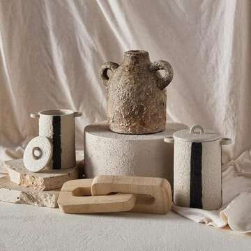 47th & Main Ceramic Countertop Kitchen Canister with Lid, 3.25"Dia x 4.75"W x 6"H, Striped