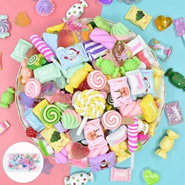 60PCS Kawaii Cute Resin Slime Charms for DIY Crafts