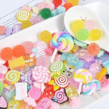 60PCS Kawaii Cute Resin Slime Charms for DIY Crafts