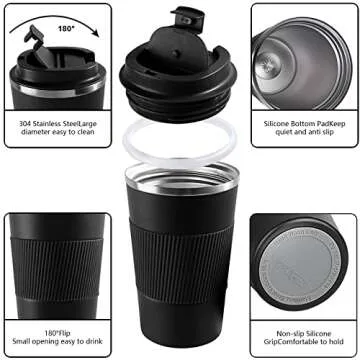YINBAOGE Insulated Travel Coffee Mug Spill Proof Leak Proof Pobtable To Go Camping Stainless Steel C...