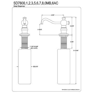 Kingston Brass SD7602 Vintage Soap Dispenser, Polished Brass, 11-13/16"L