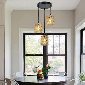 3 Pack Rattan Lamp Shade Small Boho Shades Replacement - Pendant Sconce Shade Ceiling Fan Light Covers Cylinder Woven Lampshade for Floor Lamps Pendant Light Chandelier Wall Sconces Light Fixture