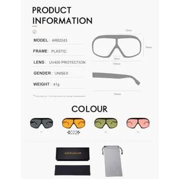 HERJOUR Oversized Retro Trendy Aviator Sunglasses Womens Mens 70s Classic Vintage Sun Glasses AR82243