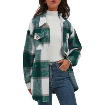 CHYRII Women's Casual Brushed Flannel Plaid Shacket - Cozy & Versatile