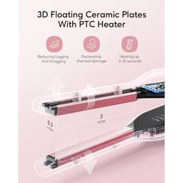 Wavytalk 3/10" Small Flat Iron, Pencil Flat Iron for Short Hair, Pixie Cut and Bangs, Curling Iron f...