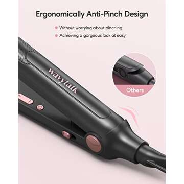 Wavytalk 3/10" Small Flat Iron, Pencil Flat Iron for Short Hair, Pixie Cut and Bangs, Curling Iron for Short Hair, Mini Hair Straightener for Edges with Anti-Pinch Design, Tiny Hair Straightener